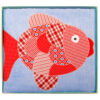 Badetuch hellblau mit rotem Fisch