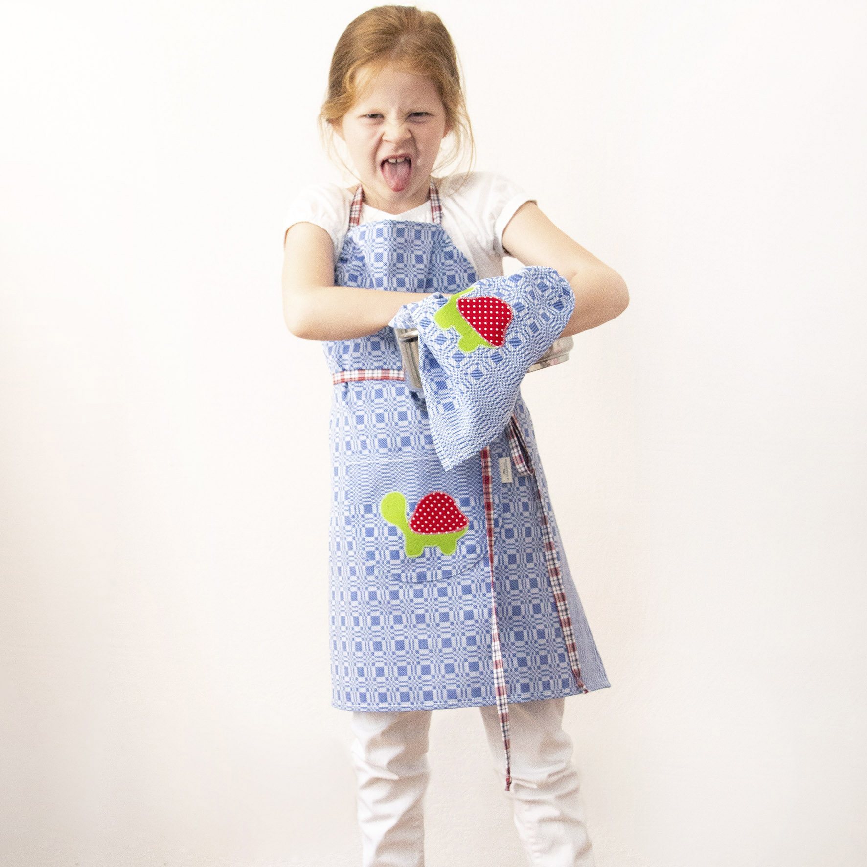 Pia Schürze dunkelblau Schildkröte 02 (2) Schürze Kind blau