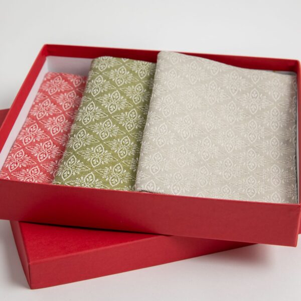 Geschirrtücher Halbleinen mit Ornament - 3er Geschenkbox